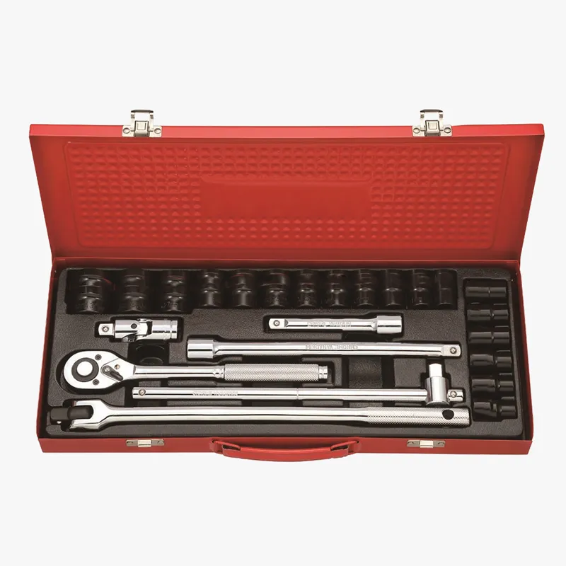 24pcs 1/2" Dr. Socket Wrench Set in Black Chrome