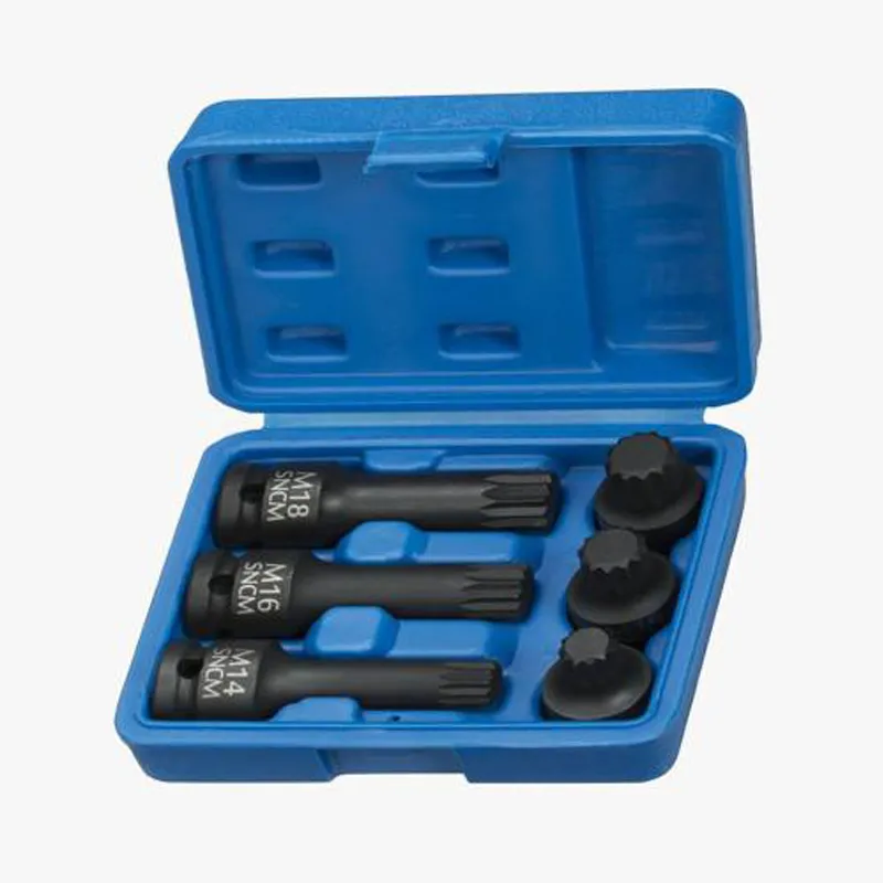 6pcs 1/2''Dr. Impact Spline Bit Socket Set in 42 & 77mml